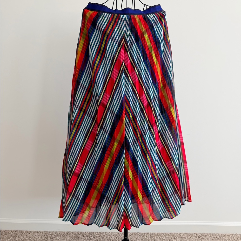 Maeve by Anthropologie Pleated Midi Striped Skirt